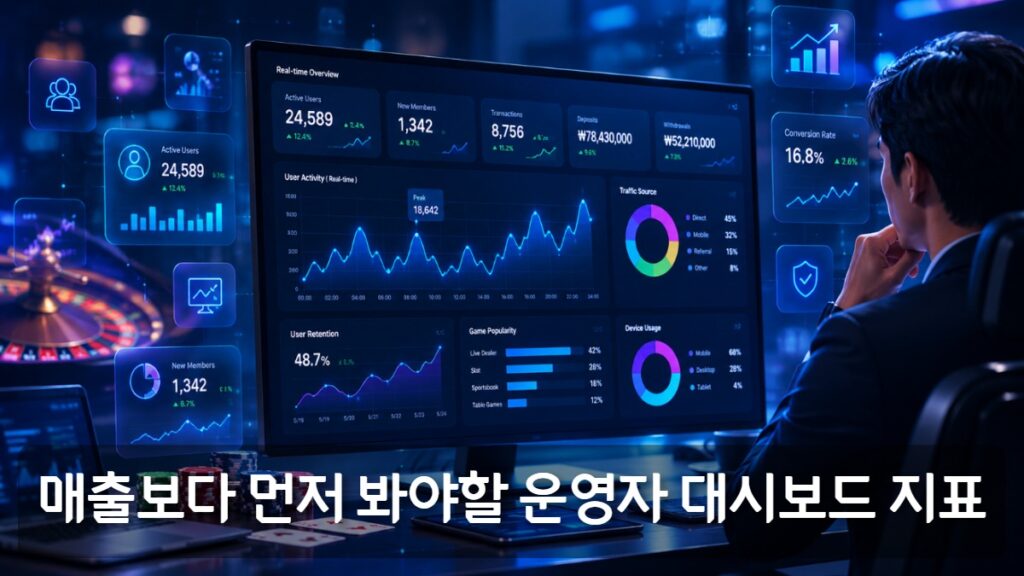운영자 대시보드에서 핵심 데이터와 지표를 확인하는 분석 화면