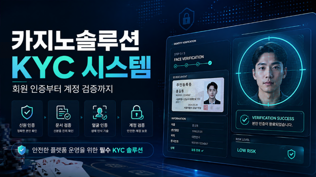 카지노솔루션 KYC 시스템의 회원 신원 인증과 계정 검증 화면